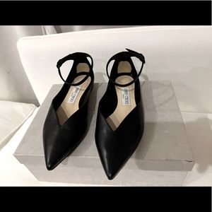 Jimmy Choos Sonia Black Flats. Size 7 (37)